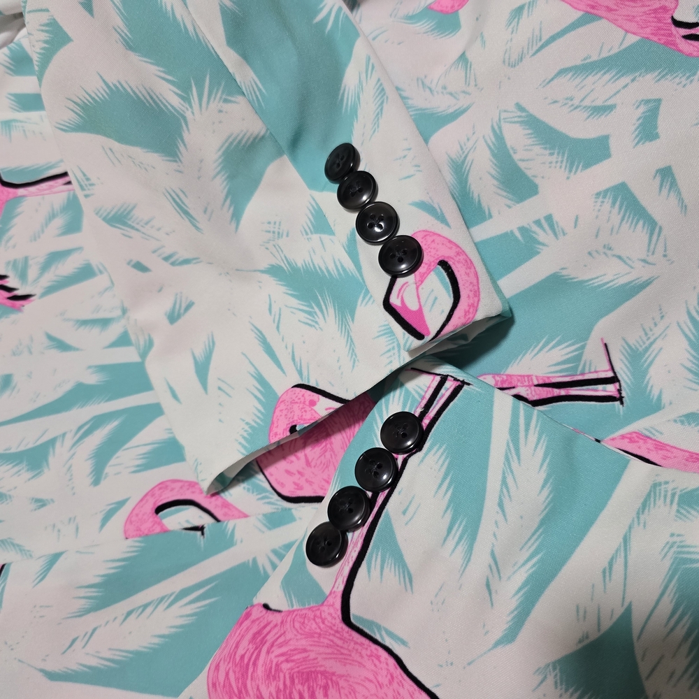 Shinesty El FlamencoTropical Flamingo Print Suit Size 38 Blazer, 30/31 Pants - Picture 6 of 13